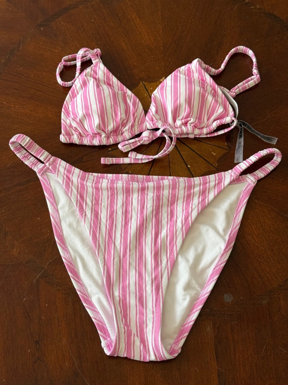 NWOT Striped VS PINK bikini set, L/XL